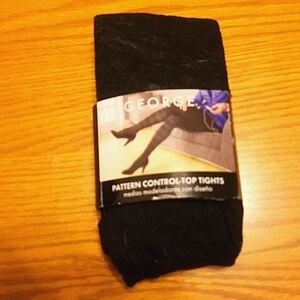 Black Pattern Tights 2X